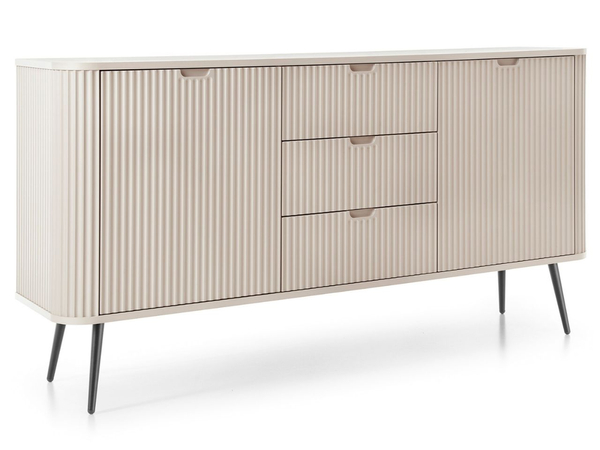 Kommode mit Türen und Schubladen Viva Beige auf Schwarzen Beinen