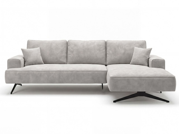Ecksofa L-Form auf Metallbeinen Leto Rechts Grau