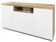 Zweittürige Kommode 164 cm im Loft-Stil Asumi Weiß matt und Eiche Wotan