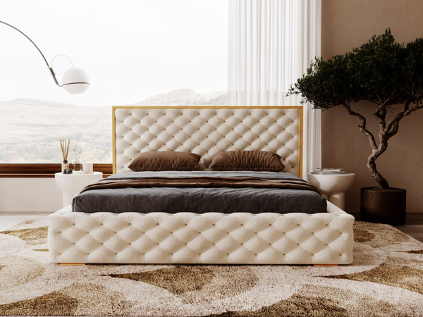 Polsterbett mit Bettkasten und Lattenrost 120x200 Wave Beige