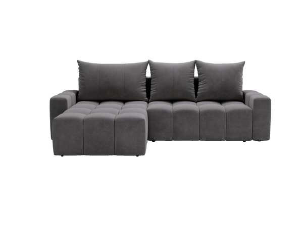 Ecksofa L-Form mit Schlaffunktion und Bettkasten Bresso Grau
