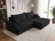 Ecksofa L-Form mit Schlaffunktion und Bettkasten Tulio Rechts Schwarz