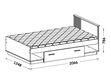Doppelbett 120x200 mit Schublade Lavore Wotan Eiche, Schwarz matt