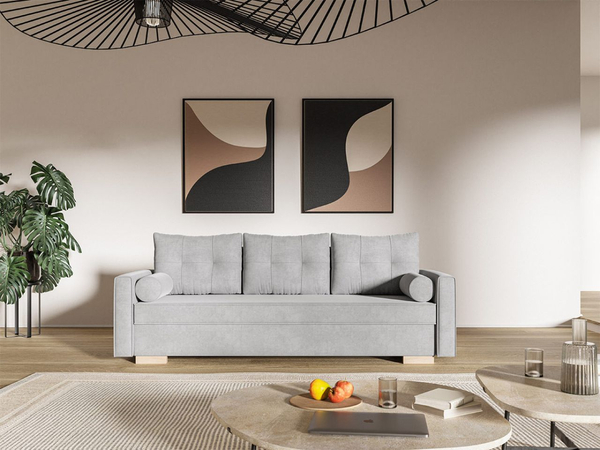Schlafsofa mit Bettfunktion und Bettkasten Pori Grau