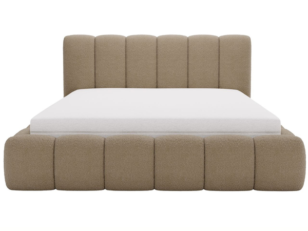 Polsterbett mit Bettkasten und Lattenrost 140x200 Cloud Bouclé-Stoff Braun