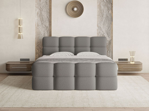 Boxspringbett mit Bettkasten 140x200 Rivon Grau