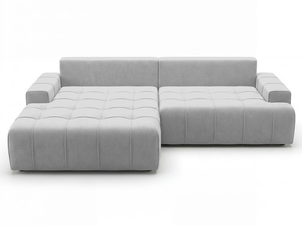 Ecksofa L-Form mit Schlaffunktion und Bettkasten Tulio Links Grau