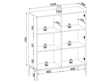 Vitrinenschrank mit Led Deo 126 cm Schwarz, EIche Wotan