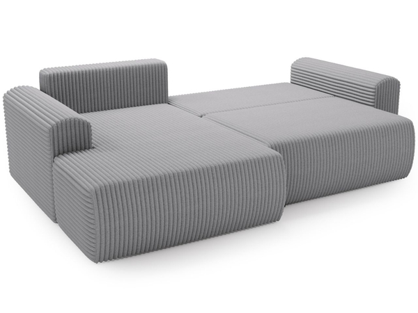 Ecksofa mit Schlaffunktion und Bettkasten Belvio links Hellgrau