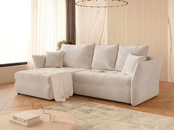 Ecksofa L-Form mit Schlaffunktion und Bettkasten Lino Beige