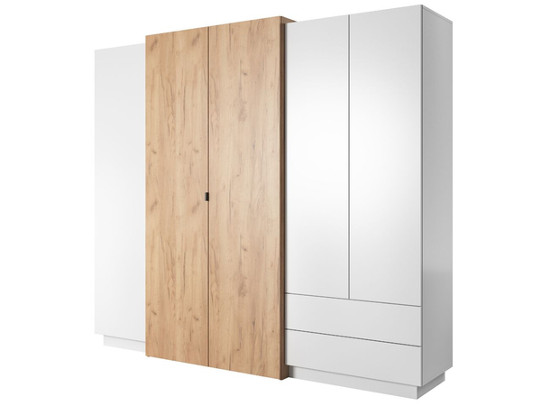 Drehtürenschrank Elegante Morten Weiß, Goldene Craft Eiche