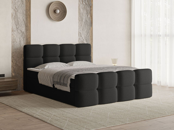 Boxspringbett mit Bettkasten 140x200 Rivon Schwarz
