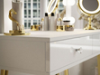 Schminktisch glamour  mit Schubladen, Spiegel und LED-Beleuchtung Olivine Weiß Hochglanz