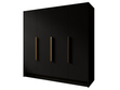 Kleiderschrank 200 cm Perugia Schwarz mit goldenen Griffen