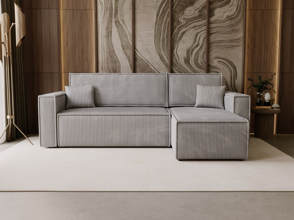 Modernes Ecksofa mit Schlaffunktion und Stauraum Prato L Grau