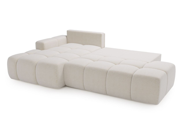 Ecksofa L-Form Links mit Schlaffunktion und Bettkasten Montero Weiß