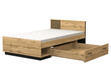 Doppelbett 120x200 mit Schublade Lavore Wotan Eiche, Schwarz matt