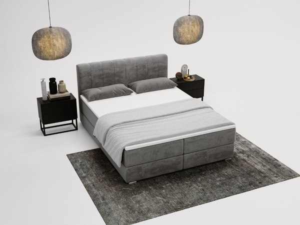 Boxspringbett mit Bettkasten 160x200 Forte Grau