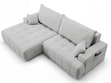 Ecksofa L-Form mit Schlaffunktion und Bettkasten Tulio Links Grau