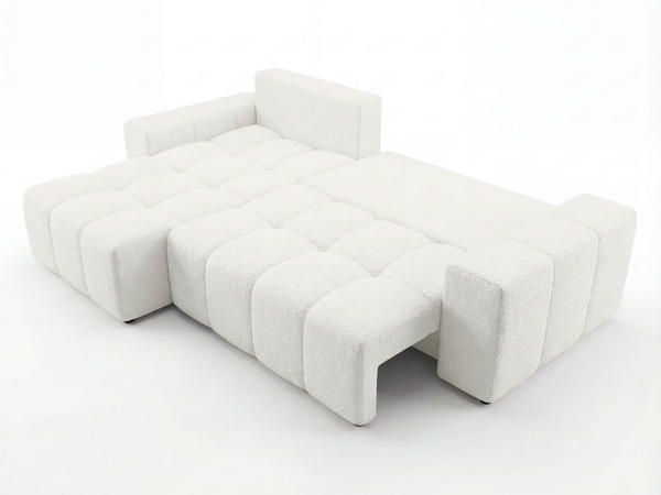 Ecksofa L-Form mit Schlaffunktion und Bettkasten Bresso Creme