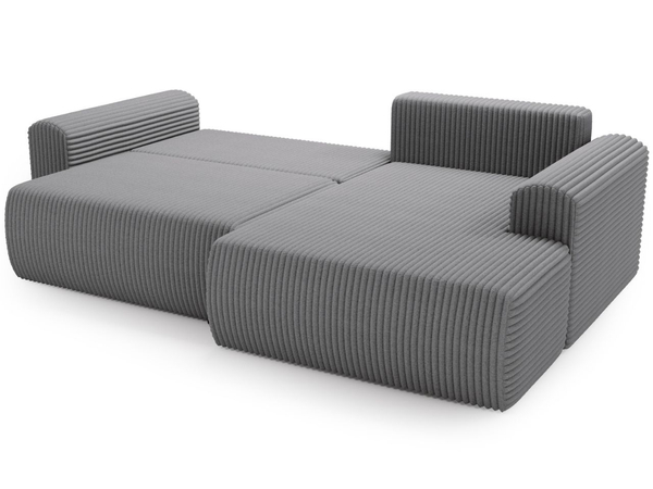 Ecksofa mit Schlaffunktion und Bettkasten Belvio rechts Dunkelgrau