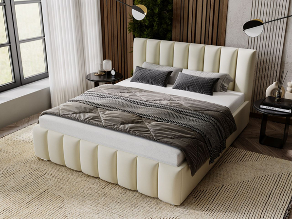 Polsterbett mit Bettkasten und Lattenrost 180x200 Neos Beige