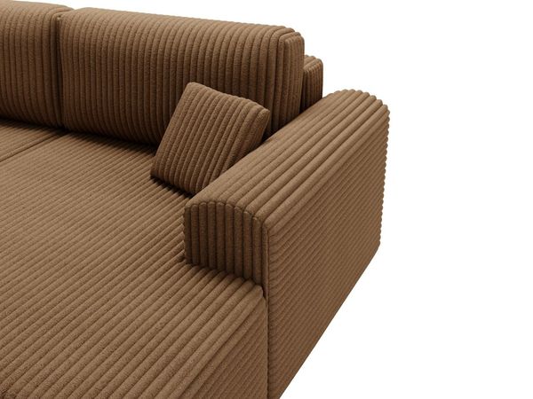 Ecksofa mit Schlaffunktion und Bettkasten Belvio rechts Braun