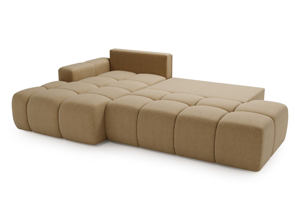 Ecksofa L-Form Links mit Schlaffunktion und Bettkasten Montero Hellbraun