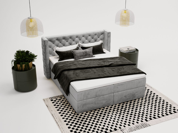 Boxspringbett mit Bettkasten 140x200 Lion Grau