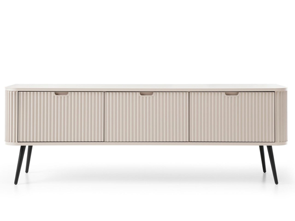 TV-Lowboard mit Türen Viva Beige auf Schwarzen Beinen