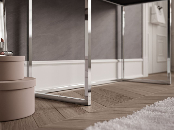 Schminktisch Glamour mit Schubladen, Spiegel und LED-Beleuchtung Brisa Schwarz Hochglanz