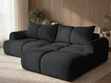 Ecksofa L-Form Rechts mit Schlaffunktion und Bettkasten Bonno Schwarz