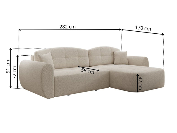 Ecksofa L-Form mit Schlaffunktion und Bettkasten Avessio Beige