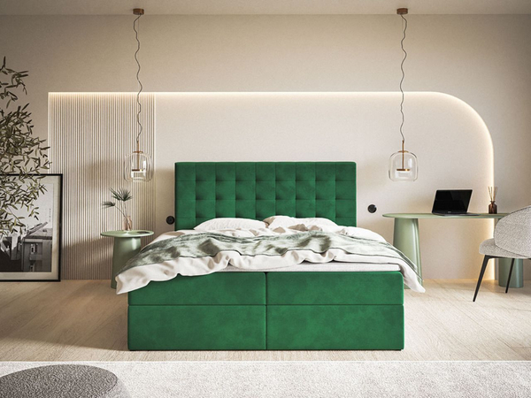 Boxspringbett mit Bettkasten 120x200 Denza Grün