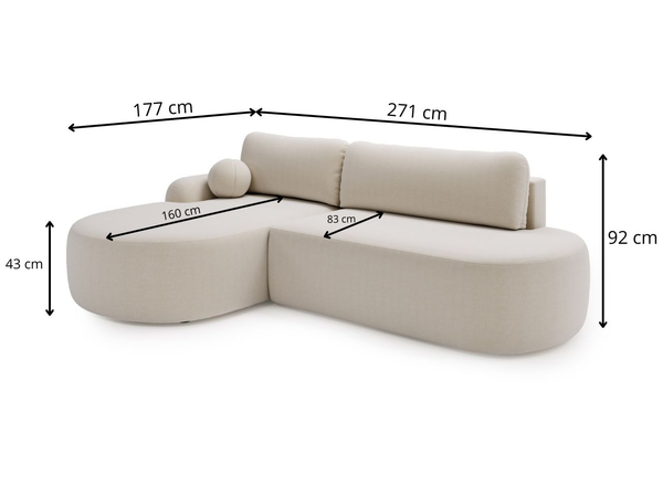 Ecksofa L-Form Links mit Schlaffunktion und Bettkasten Aurio O Braun