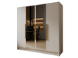 Kleiderschrank mit Spiegel 200 cm Lucca Kaschmir mit goldenen Griffen