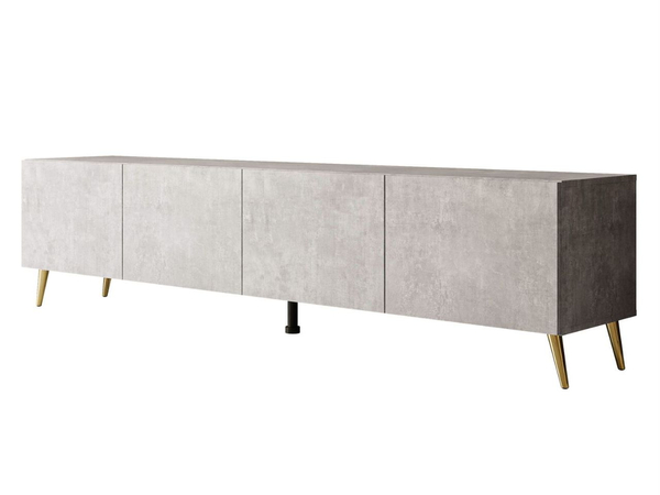 TV-Lowboard mit Türen auf Goldenen Metallbeinen 200 cm Nodoo Beton