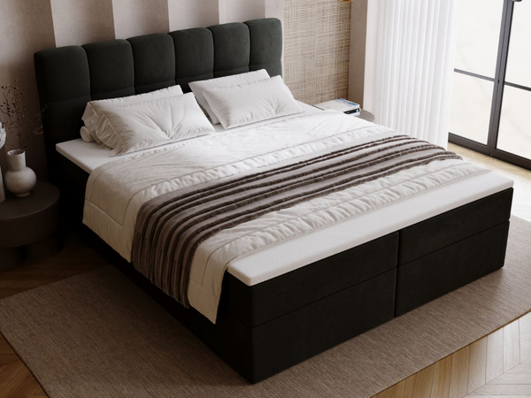 Boxspringbett mit Bettkasten 140x200 Maison Dunkelgrau