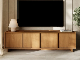 Dreitüriges TV-Lowboard 195 cm für Wohnzimmer Azumi Karamell Eiche