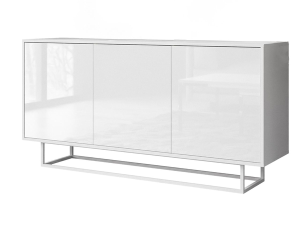 Drehtür-Kommode 154 cm im Glamour-Stil auf weißem Gestell Vivance Weiß Hochglanz