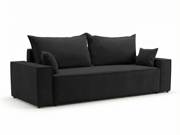 Schlafsofa mit Bettfunktion und Bettkasten Sivra Schwarz