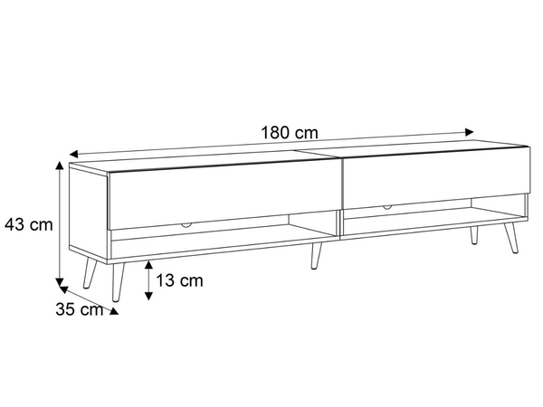 TV-Schrank für das Wohnzimmer 180 cm mit goldenen Beinen und LED-Beleuchtung Aurelie Kaschmir Hochglanz