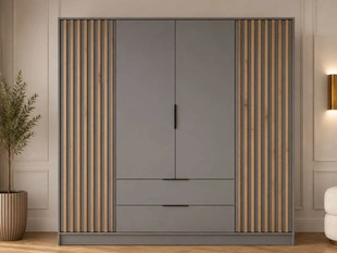 Kleiderschrank 206 cm Macron Grau, Artisan Eiche