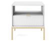 Nachtschrank mit Schublade Amber Weiß, Gold Frame