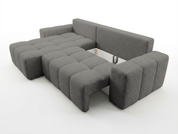Ecksofa L-Form mit Schlaffunktion und Bettkasten Bresso Dunkelgrau