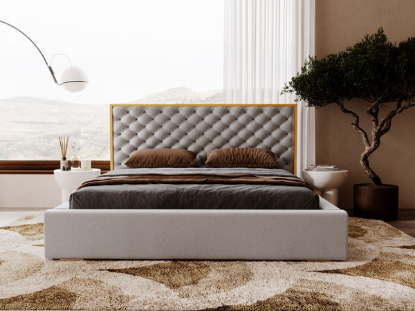 Polsterbett mit Bettkasten und Lattenrost 160x200 Bonito Grau