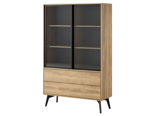 Vitrinenschrank Soil Barock Eiche, Schwarz