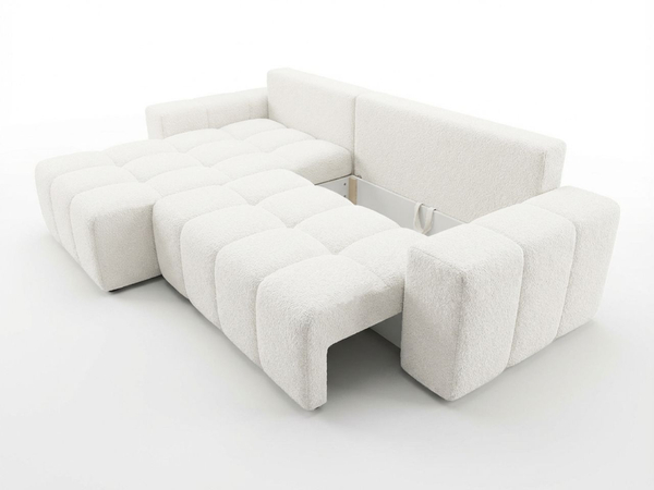 Ecksofa L-Form mit Schlaffunktion und Bettkasten Bresso Creme