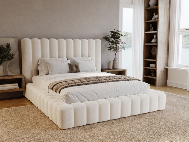 Polsterbett mit Bettkasten und Lattenrost 140x200 Rotto Creme
