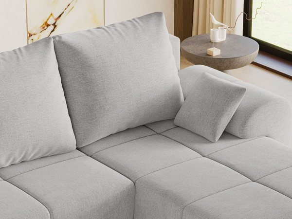 Ecksofa L-Form mit Schlaffunktion und Bettkasten Monti Rechts Grau